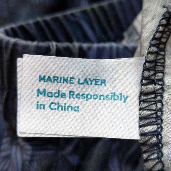 Marine Layer Re-Spun Allison Pant in floral navy - blue elastic waist size Small - Picture 8 of 11